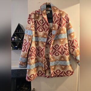 Vintage Women's Multicolor Patterned Teddy Jacket